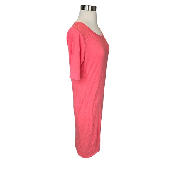 LuLaRoe Maxi Dress Womens Long Short Sleeve Stretch Scoop Neck Pink Large - Picture 5 of 11